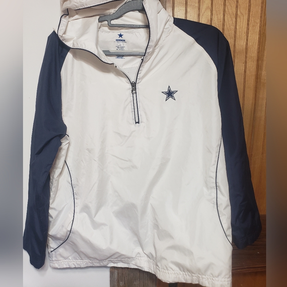 Vintage 90's Dallas Cowboys Windbreaker 1/4zip Hooded Pullover Men Large